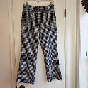 J. Crew Hayden Pants Size 4 Linen Blend Black White Gingham Check